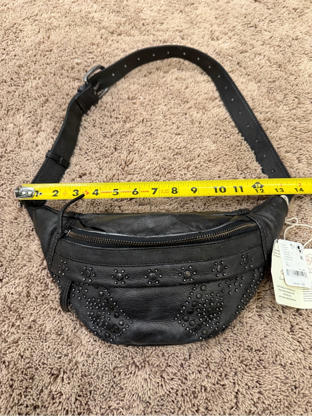 NWT new free people Ana adorned studded leather sling bag black purse - Picture 14 of 17